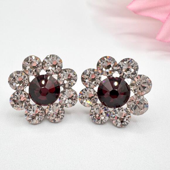 Vintage Crystal Regency Stud Earrings High Wattage Brilliant Sparkle Floral Icy - Picture 1 of 13